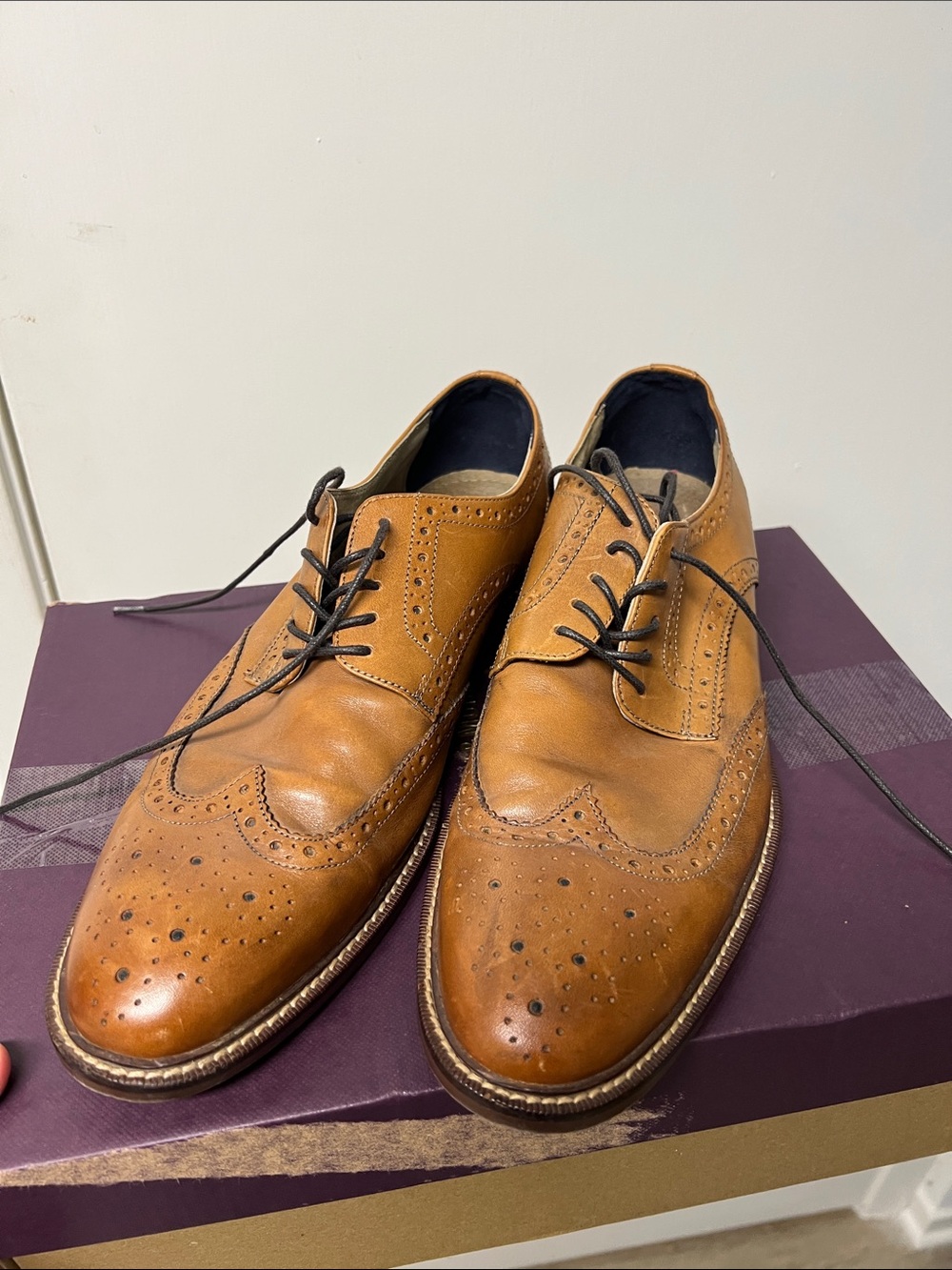 Banana Republic Cognac Leather Wingtip Oxfords